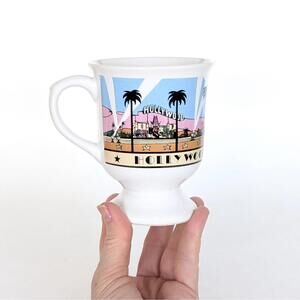 1980s Vintage Hollywood Footed Coffee Mug - California - Retro Pastels
